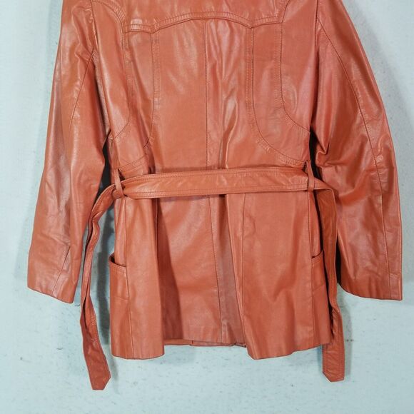 Vintage Leather Coat Women's Small Brown Vintage FLAWED - Picture 10 of 15